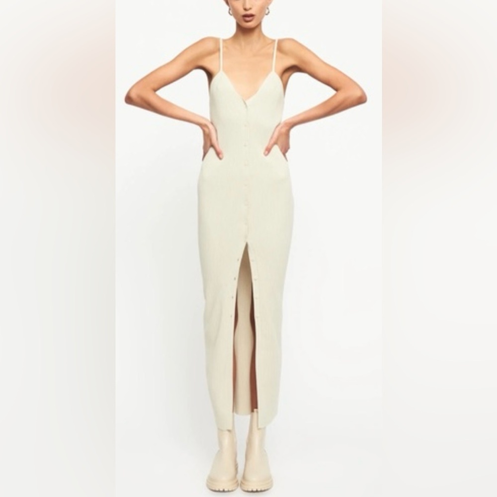 lioness casa midi dress in cream size small